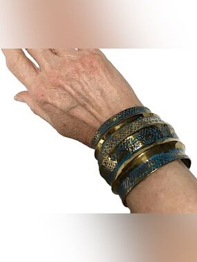 Vintage Very Unique Brass Cuff Bangle Bracelet